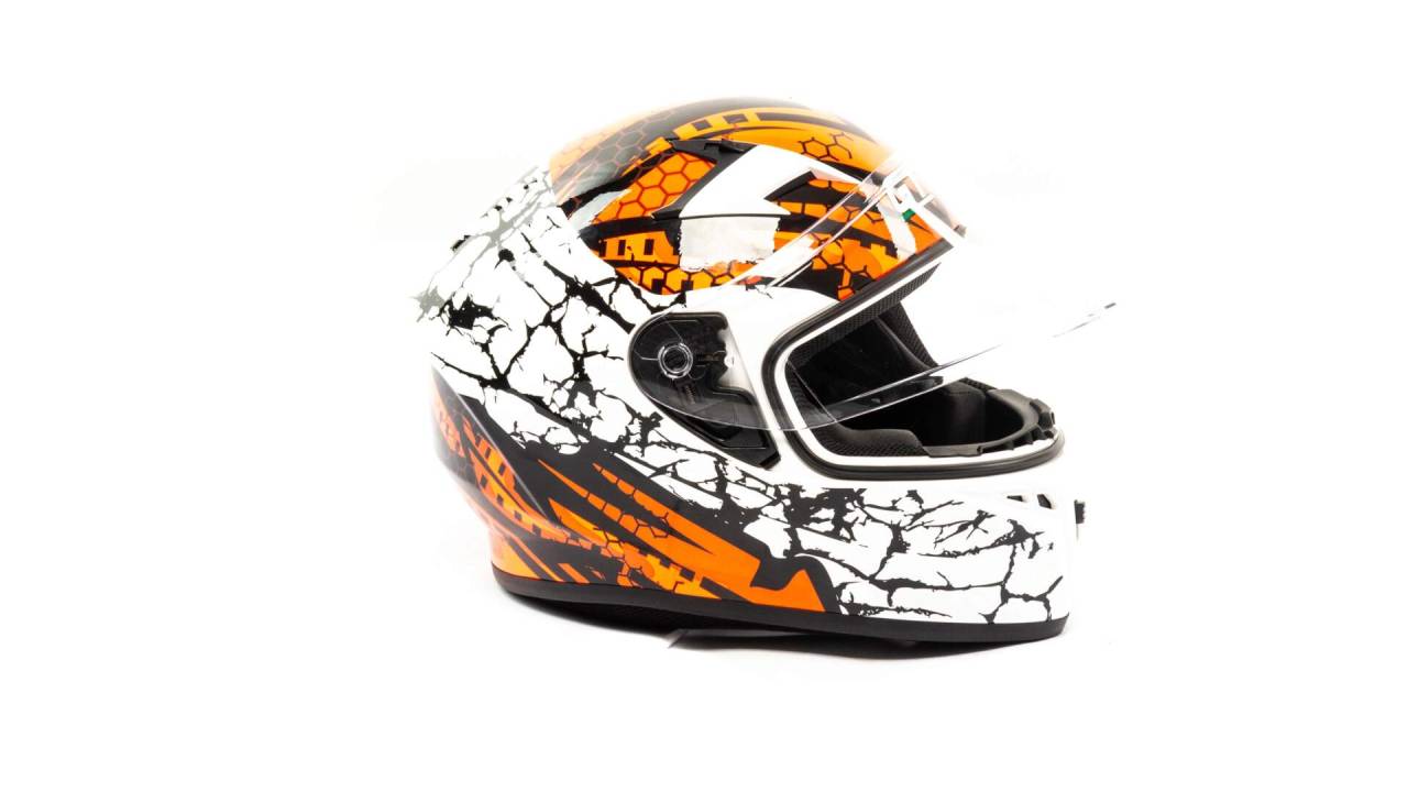 Шлем мото интеграл GTX 578 (M) #6 WHITE/FLUO ORANGE RED BLACK