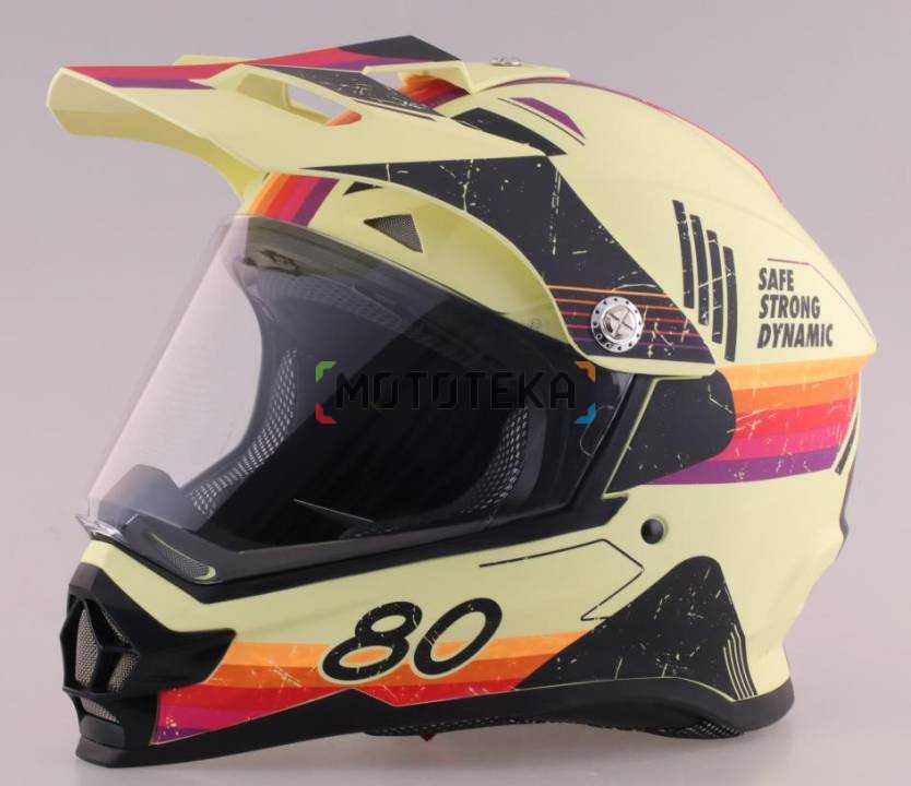 Шлем мото кроссовый RACER (Рейсер) JK802 (L) желтый/оранжевый, визор