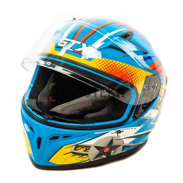 Шлем мото интеграл GTX 578S (L) #2 BLUE / ORANGE YELLOW подростковый