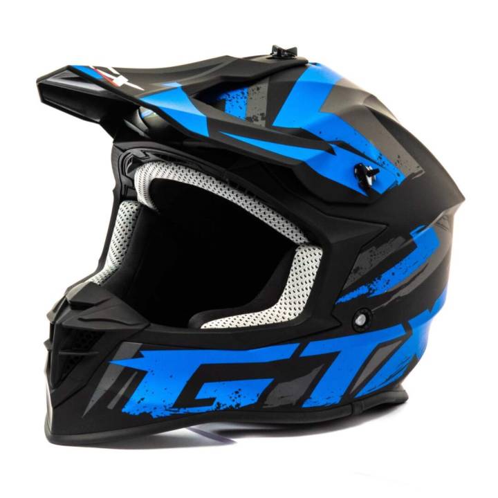 Шлем мото кроссовый GTX 633 (XL) #9 BLACK/BLUE GREY