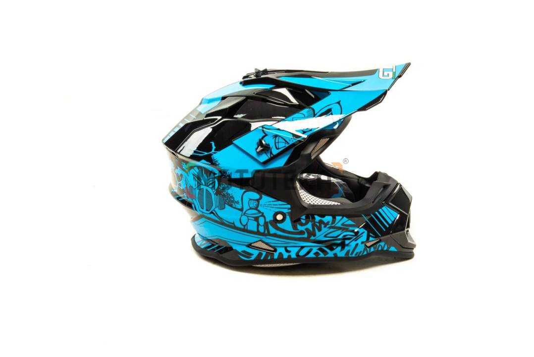 Шлем мото кроссовый GTX 632S (M) #3 BLACK / BLUE подростковый