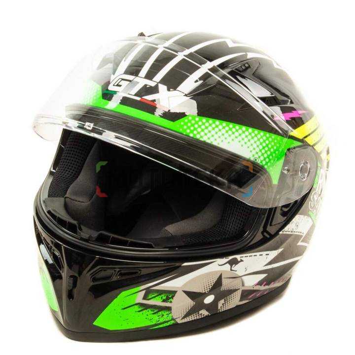 Шлем мото интеграл GTX 578S (L) #1 BLACK / FLUO GREEN YELLOW подростковый