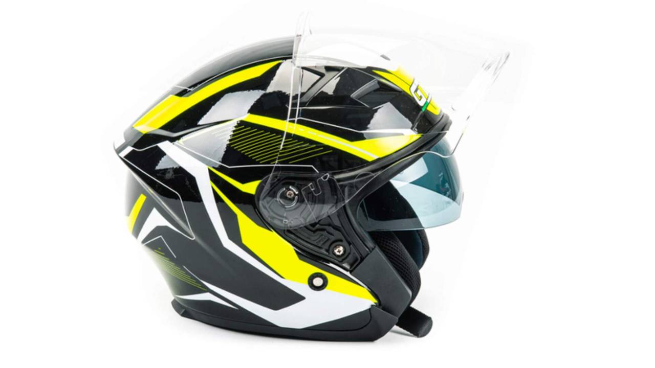 Шлем мото открытый GTX 278 (M) #2 BLACK/FLUO YELLOW WHITE (2 визора)