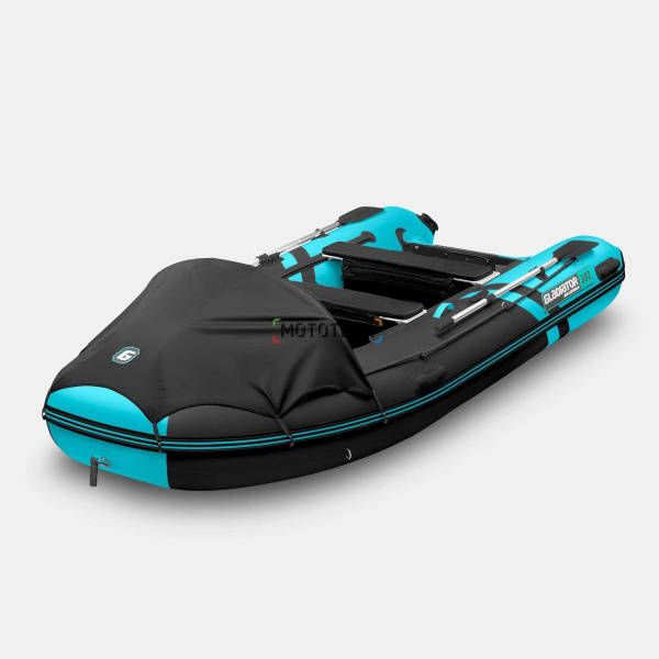 Лодка ПВХ GLADIATOR (Гладиатор) E 380 PRO чёрный/бирюзовый | Мототека